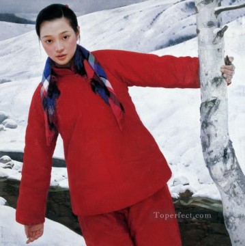 中国 Painting - 雪解け WYD 中国の女の子